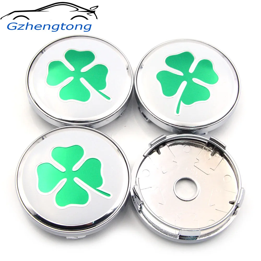 

Gzhengtong 4PC Caps New 60mm Emblem Covers Quatrefoil Green Car Styling Car Wheel Center Hub Cap for Alfa Romeo Sliver Color