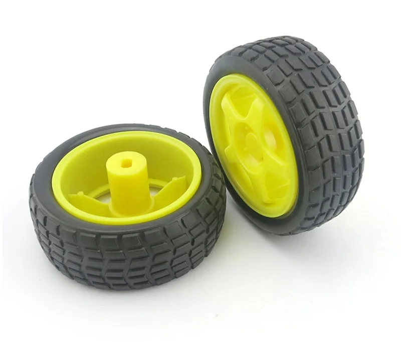 2PCS/4PCS RC Car Flat Rubber Wheels 65mm Diameter Black Wheel Tyre Mini