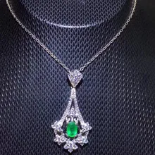 Изумрудное Ожерелье Подвеска натуральный изумруд 925 серебро 0.52ct драгоценный камень# SB18111601