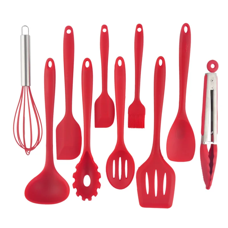 

Hot 10PCS Heat Resistant Convenient Safe Silicone Kitchen Cookware Set Nonstick Cooking Tools Set Kitchen & Baking Tool Kit
