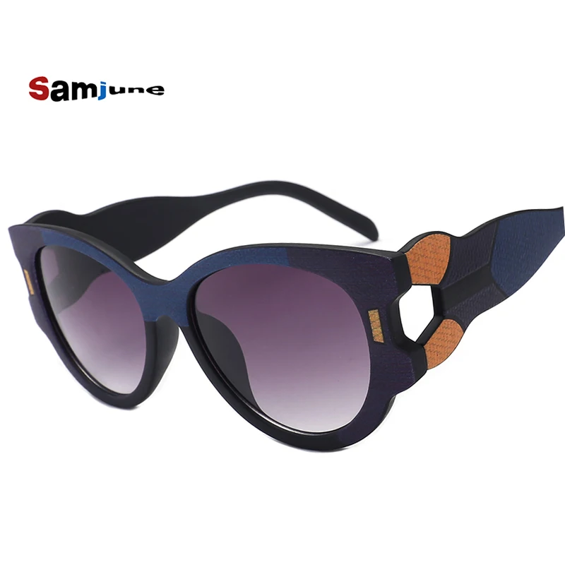 Samjune большой кошачий глаз солнцезащитные очки женские трендовые модные дизайнерские очки Солнцезащитные очки женские оттенки