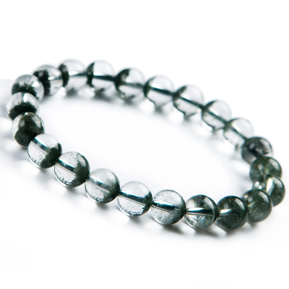 

10.5mm 100% Natural Green Phantom Quartz Crystal Bracelets Round Beads Stretch Bracelet AAAAA For Woman and Man Drop Shipping
