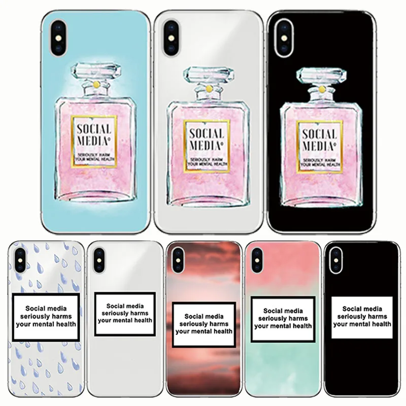 

Soft TPU Back Cover Coque Social Media Seriously Harms Your Mental Phone Case For Apple Iphone 6 6S 7 8 plus XR X 5 5S SE