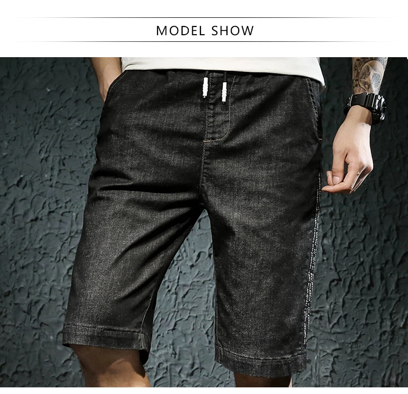 Knee Man Shorts Bermuda Jean Breeches Men  (2)