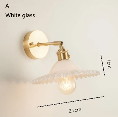 A white glass Современный Лофт стеклянный тент настенный светильник E27 220 В латунная головка настенный светильник для кухни гостиная прикроватная ванная комната кабинет гардероб проход - Цвет абажура: A white glass