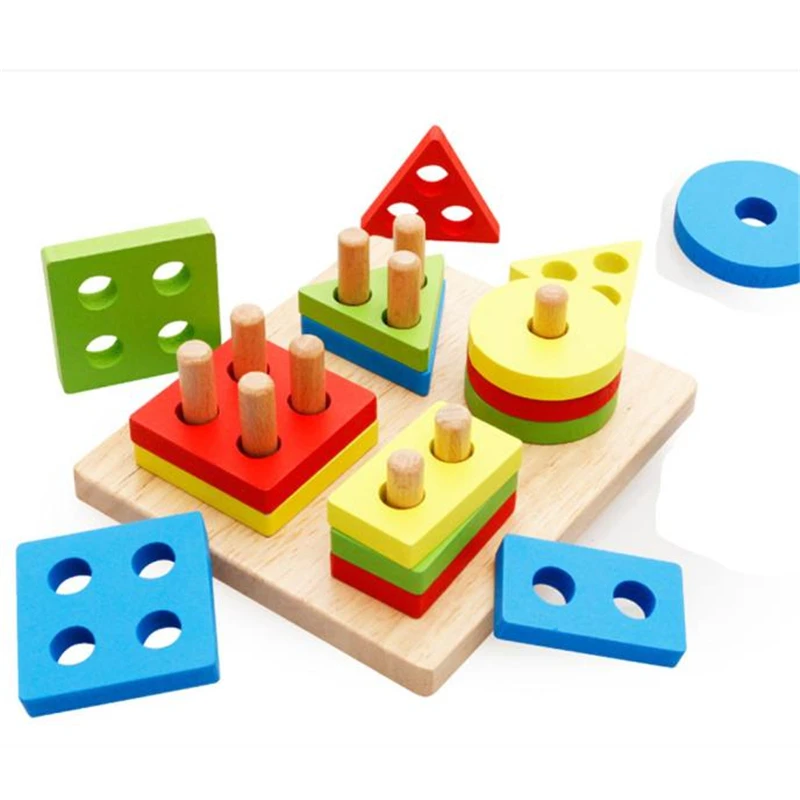 

Early Childhood Children's Educational Toys Wooden Pole Geometry Shape Intelligence Building Block Sets Baby Toys 15
