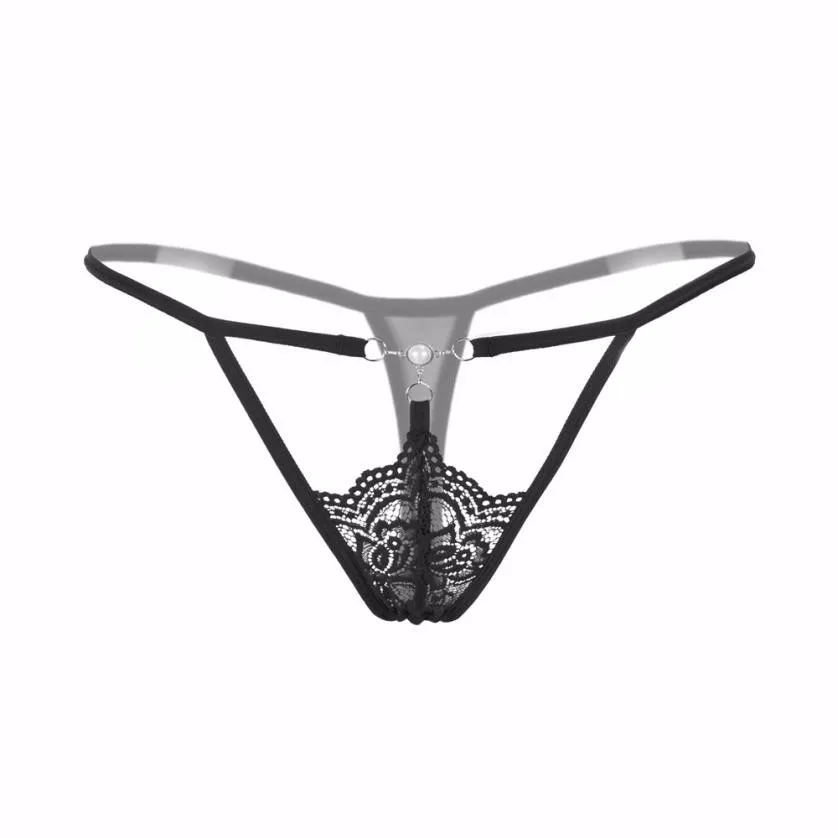 

Feitong Underwear Women's Sexy Lace Pearl Low-Waist Hollow Seamless Panty G string Soft Briefs culotte femme pb2