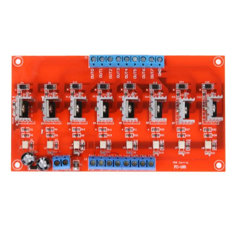 

DC 24V 5A 8 Channels PLC Extender Board IO Isolation Protective Optocoupler Relay Module Board 132 * 72 * 40 mm