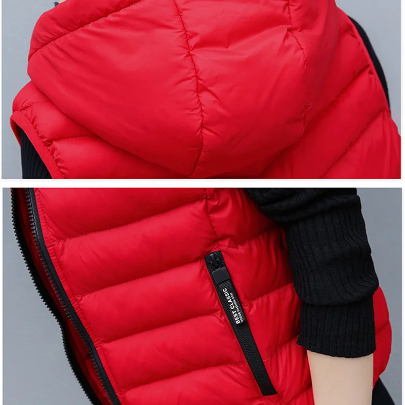 Хлопок мягкий леди черный жилет куртки Плюс M-4XL с капюшоном Стиль Для женщин Красный повседневные пальто осень-зима теплая верхняя одежда