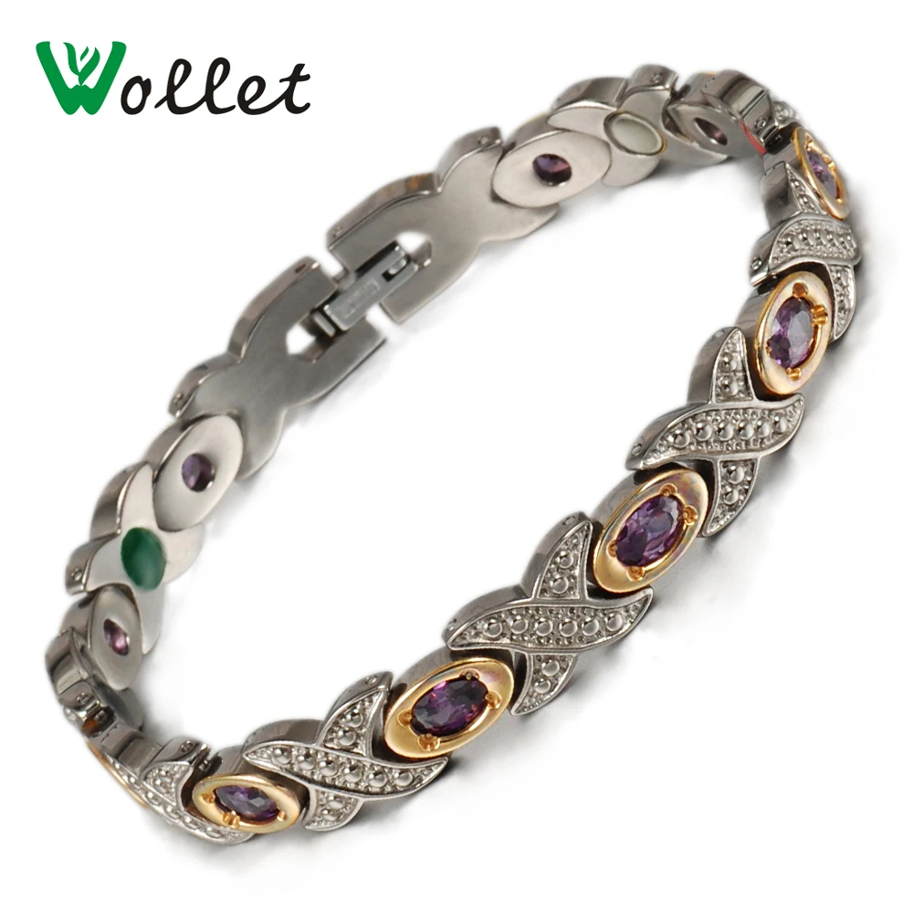 Prix pour Wollet Bijoux De Mode Autrichien Cristal Tourmaline Germanium Magnétique De Luxe De Mariage Bracelets Pur Titanium Bracelets pour les Femmes Prix pour Wollet Bijoux De Mode Autrichien Cristal Tourmaline Germanium Magnétique De Luxe De Mariage Bracelets Pur Titanium Bracelets pour les Femmes