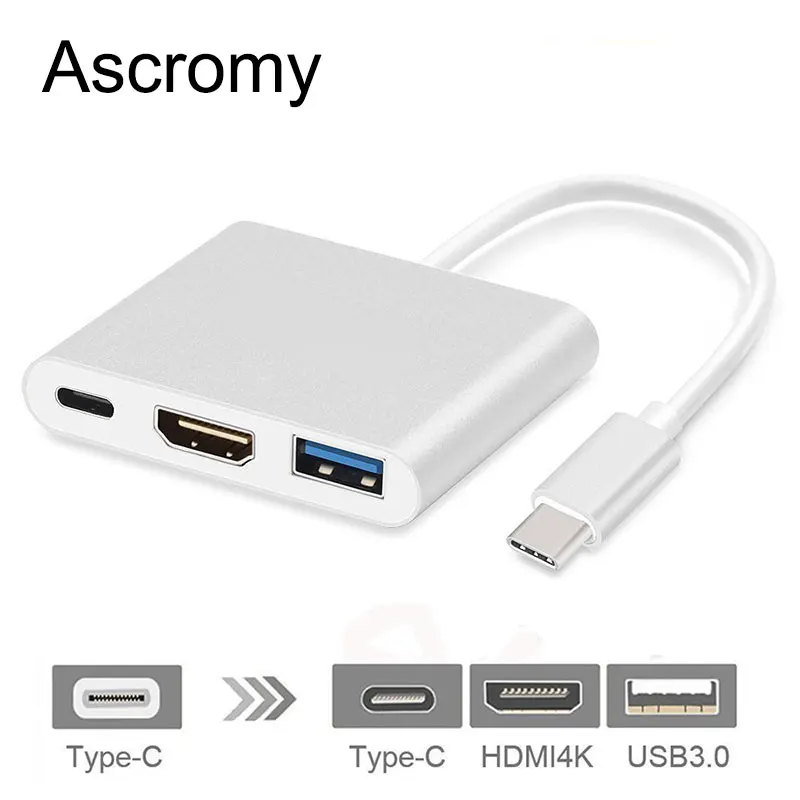 Адаптер Ascromy USB 3 1 Type C к HDMI 0 кабель конвертер адаптер для зарядки MacBook Chromebook Pixel Samsung