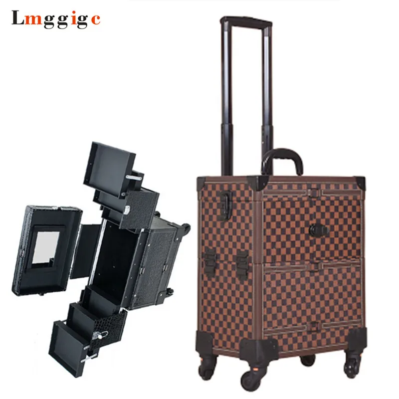 

Rolling Cosmetic Bags,Wheel Makeup Nails Toolbox,Multi-layer Makeup Tools bag,Trolley Case, Beauty Box Travel Luggage Suitcase