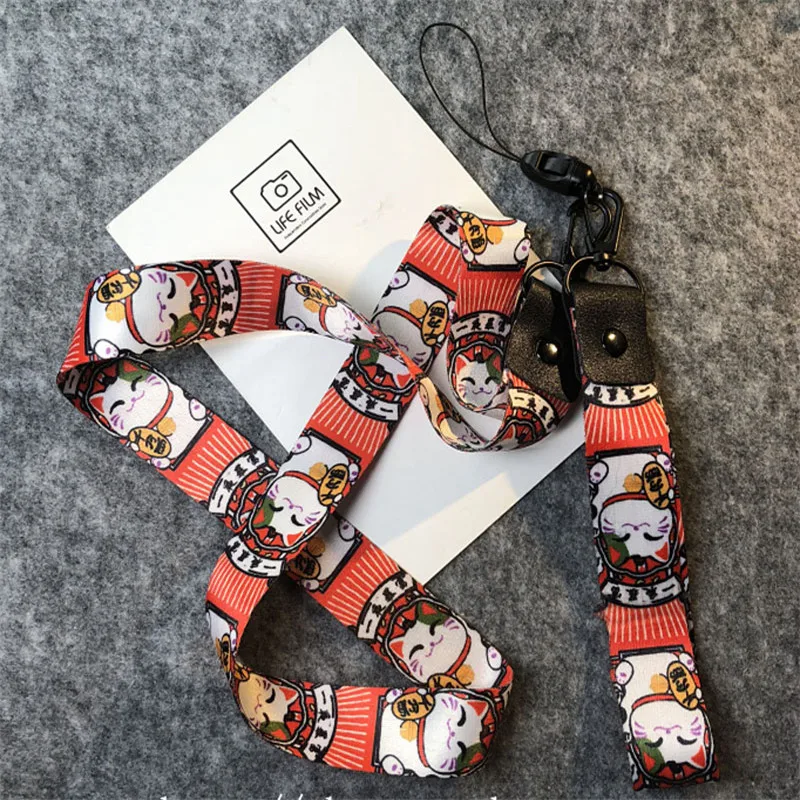 

New Year's Lucky Cat Lanyard Neck Strap for keys ID Card Lucky Pig Mobile Phone Straps for Huawei USB Badge Holder DIY Hang Rope