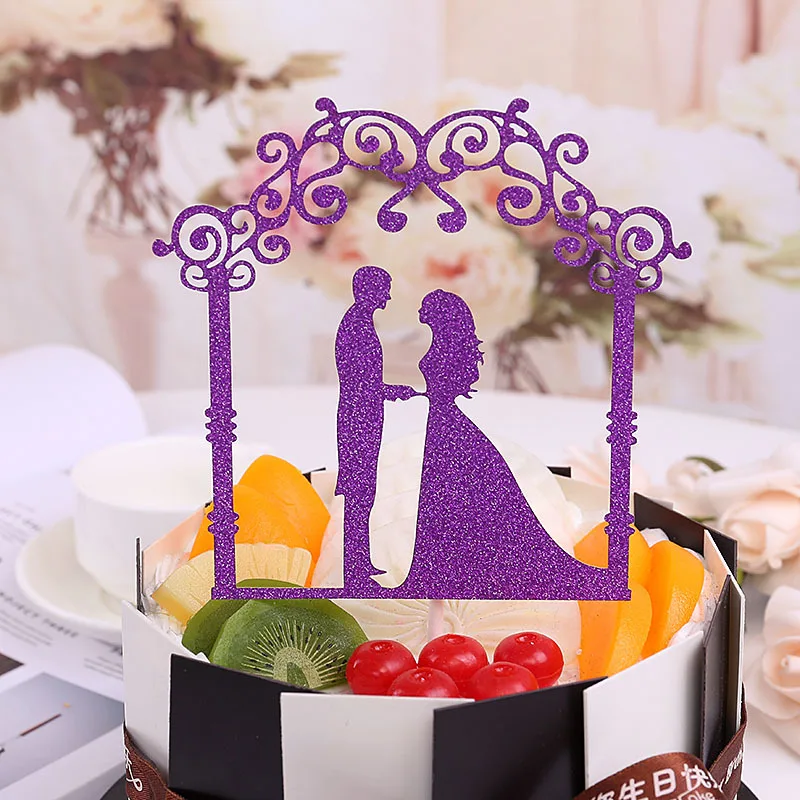 Блестящий Топпер для торта невесты жениха торт кекс топперы Свадебная вставка для торта флаги для детей день рождения топперы на торт для вечеринки декор 9 стилей