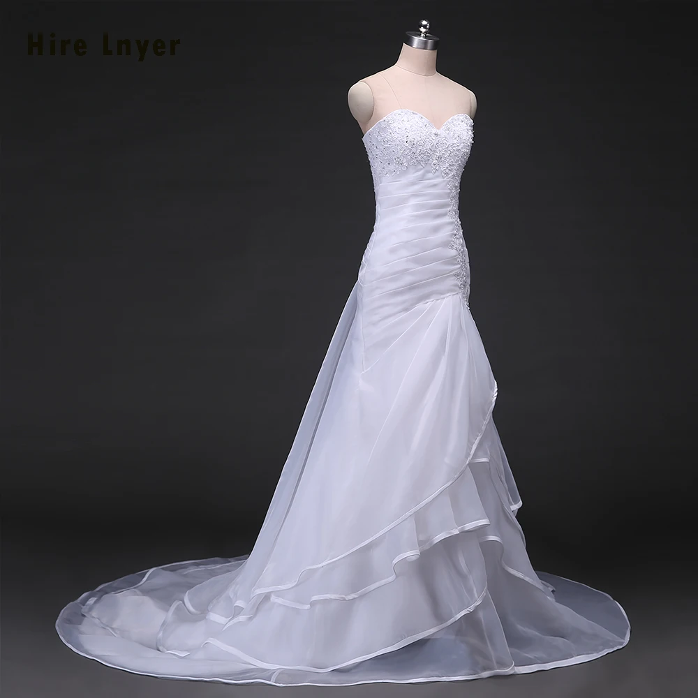 Najowpjg новейшие поступления Robe De Mariage аппликации Бисероплетение Многоуровневая юбка благородная Русалка свадебное платье Abiti Da Sposa