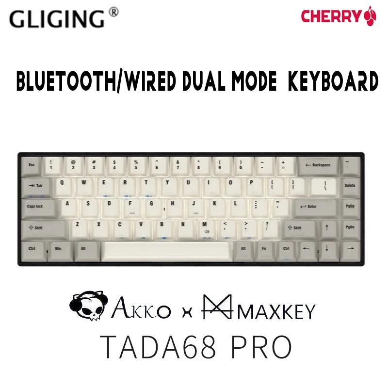 

Maxkey/Akko Tada 68 PRO Bluetooth/Wired Dual Mode Keyboard Hot Sublimation Keycap Programmable Cherry Switch Mechanical Keyboard