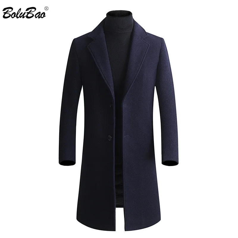 BOLUBAO, мужское утепленное шерстяное пальто, зима, Мужская облегающая модная теплая верхняя одежда, мужские повседневные шерстяные пальто высокого качества