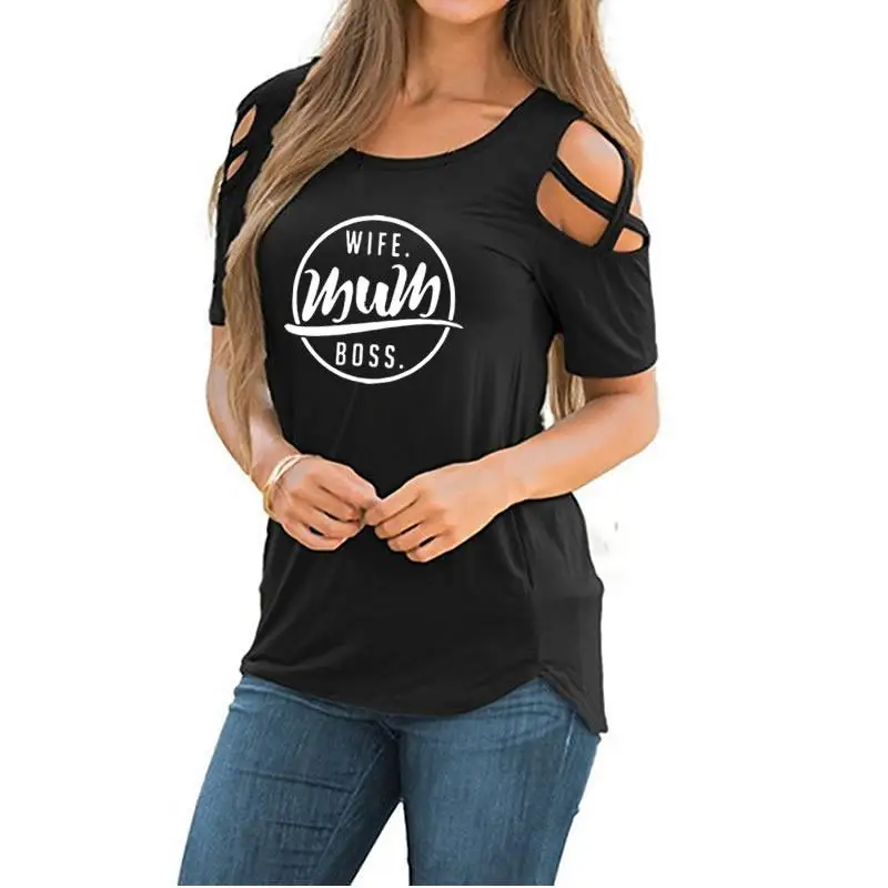 

2018 New Fashion Wife Mum Boss Letter Print Tops Shirt Harajuku Tshirt Summer Punk Femme Tumblr Japanese Rock