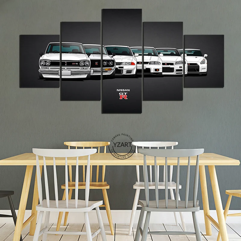 Billig 5 stück Leinwand Malerei Nissan Skyline GTR Auto Poster Malerei Wand Kunst Wohnkultur