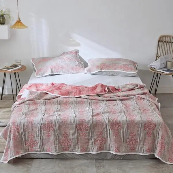 Хлопковое трикотажное одеяло покрывало для кровати/дивана/путешествия Mantas летнее Надувное одеяло плед s 150*220/200*220 см - Цвет: Q-1