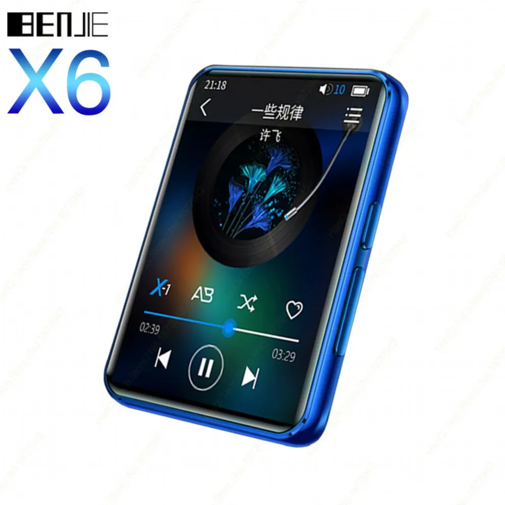 Benjie X6 полный сенсорный экран MP3-плеер 4 Гб 8 Гб музыкальный плеер со встроенным динамиком fm-радио видео плеер электронная книга Поддержка TF карта - Цвет: Blue