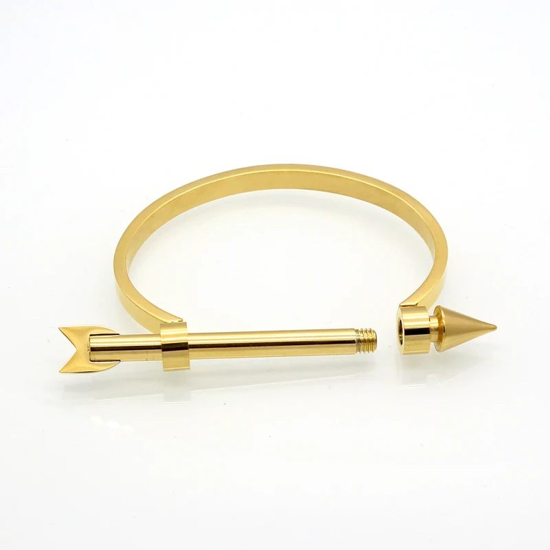 Stainless Steel Bracelet Metal Bracelet Luxury Brand Arrow Screw Bracelets Bangles Gold Color Stainless Steel Cuff Bracelets Fashion Jewelry Women Gift Pulseiras
