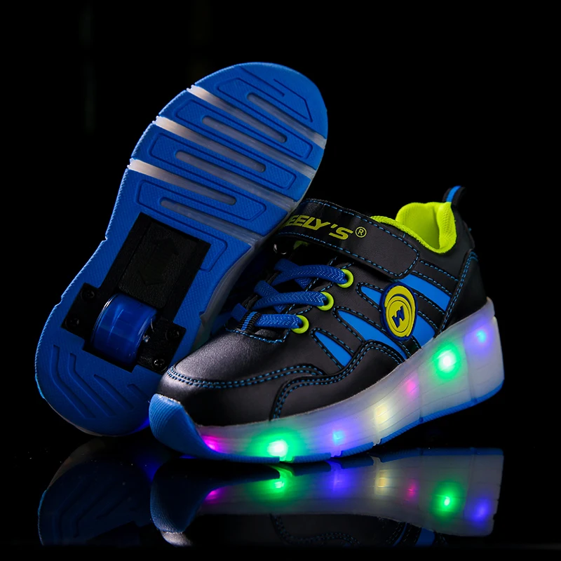 الوردي الذهب الأطفال متوهجة رياضية أطفال أحذية التزلج الأسطوانة الأطفال مصباح ليد يصل أحذية الفتيات الفتيان أحذية رياضية مع عجلات Heelies