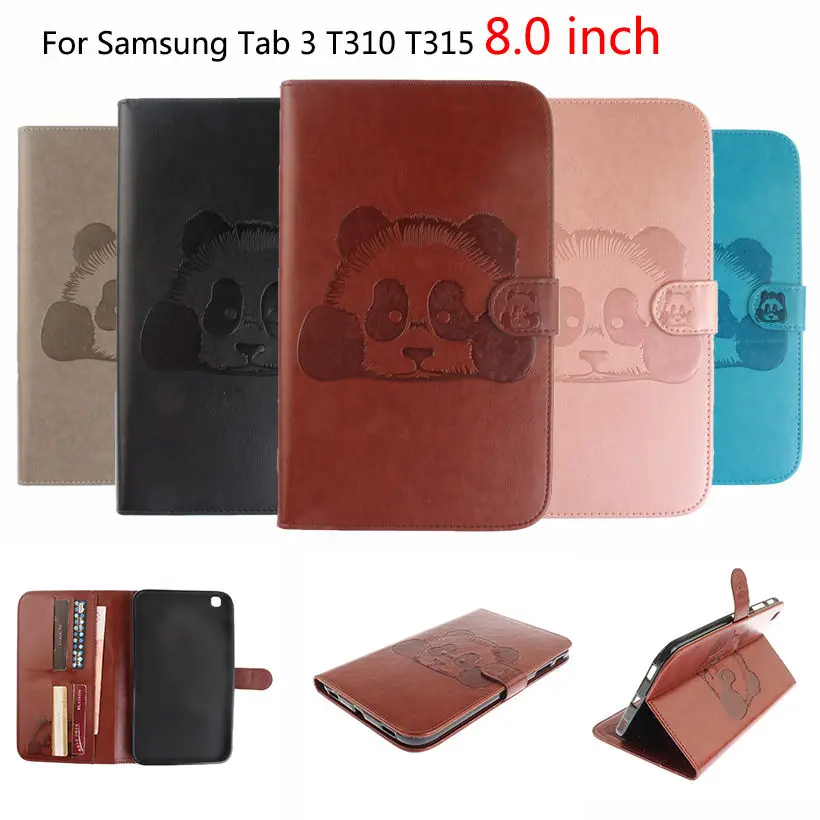 

Tablet Case For Samsung Galaxy Tab 3 8.0 inch SM-T310 T311 T315 Cover Magnetic Panda Pattern PU Leather Folio Case Funda