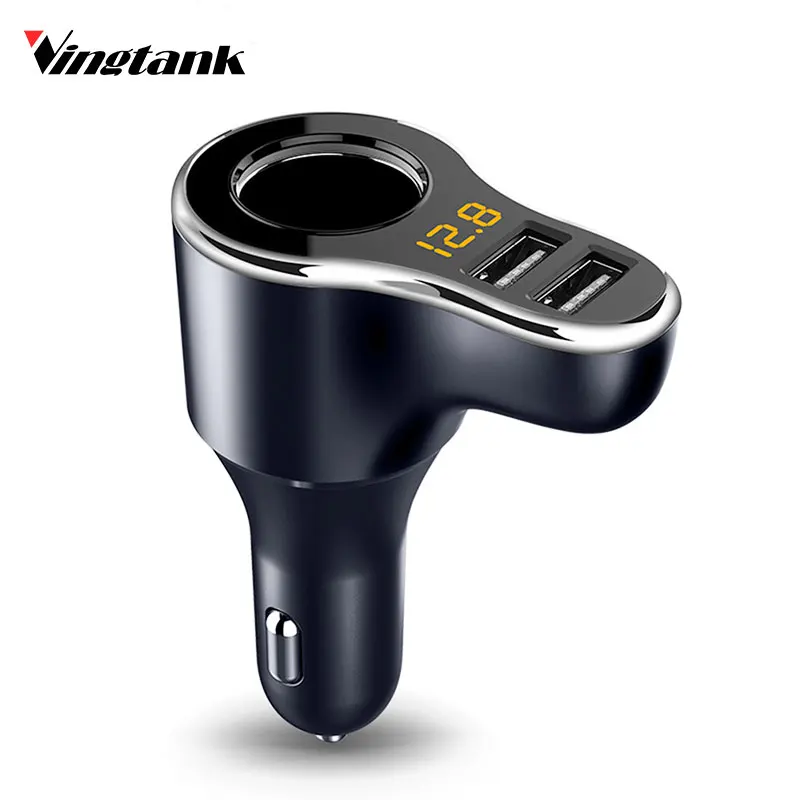 

Car Cigarette Lighter Socket 3.1A Dual USB Car Charger Adapter with Volmeter Support Smart Fast Charge DC 12-24V splitter