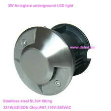 DHL! IP67, сертификат Европейского соответствия, сертификат независимого Испытательного и сертификационного Высокая мощность 3 Вт светодиодный подземный свет, LED RGB светодиодная лампочка для подножки, 110V-250VAC, DS-11S-02-3W, нержавеющая сталь