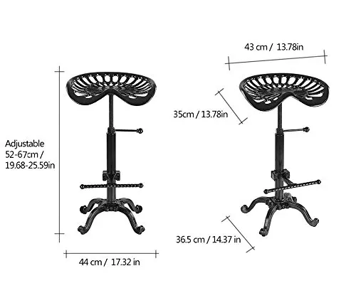 Metal Powder Coated Farmhouse Tractor Bar Stool Height Adjustable Chair with Swivel Seat Scrolled Footrest (USA Stock) Metal Powder Coated Farmhouse Tractor Bar Stool Height Adjustable Chair with Swivel Seat Scrolled Footrest (USA Stock)