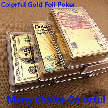 

Colorful Authentic high-grade tyrants gold foil playing card gold collection poker plastic card Deck with plastic boxes Deck