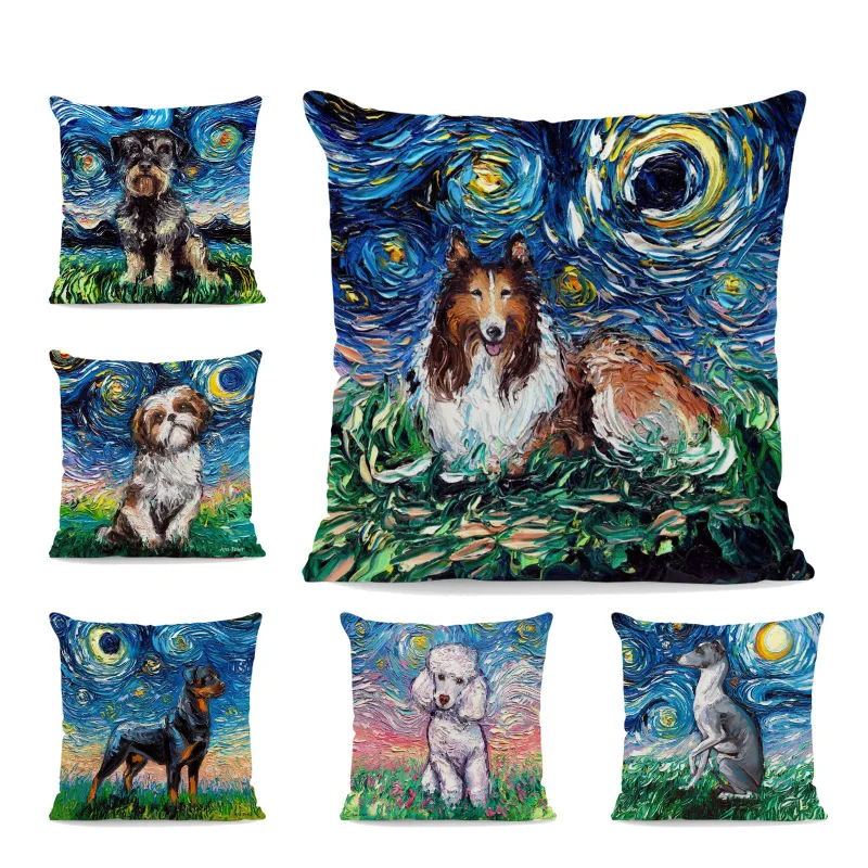 

Wholesale Dogs Cover Pillows Schipperke Dalmatian Dachshund Hold Pillow 45X45Cm Peach Skin Decoration Room Sofa Cushion Cases