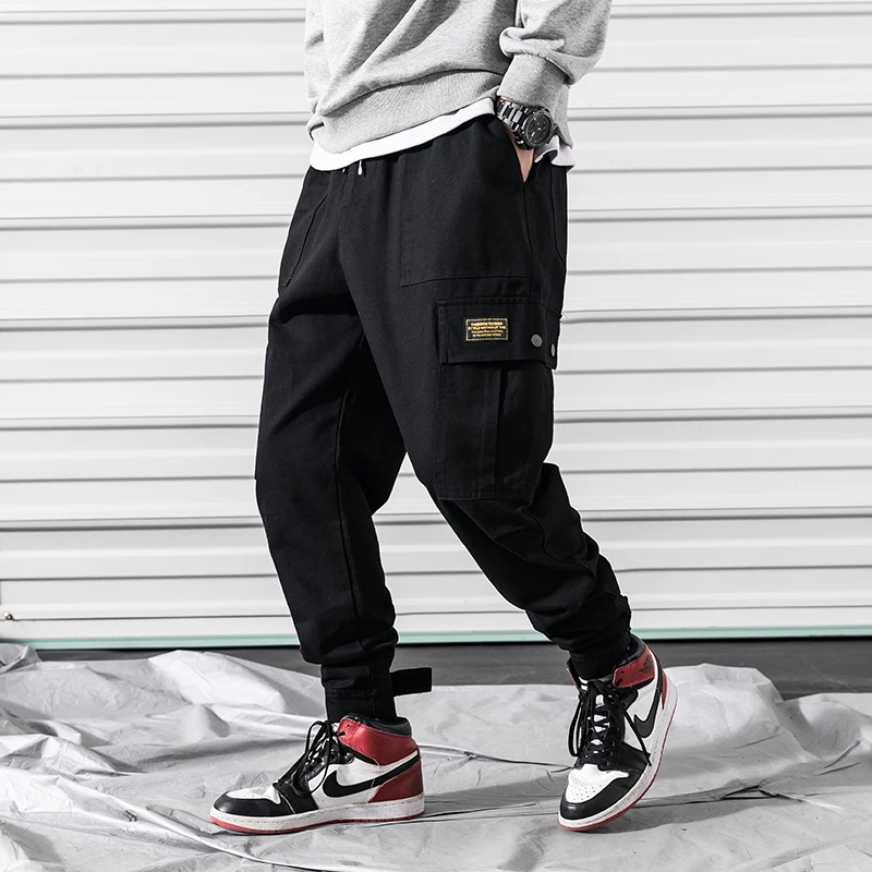 M-3XL 2019 Spring Track Pants Men Sweatpants Mens Joggers Pants Cargo Camo Tactical Harem Camouflage Cargo Pants Black
