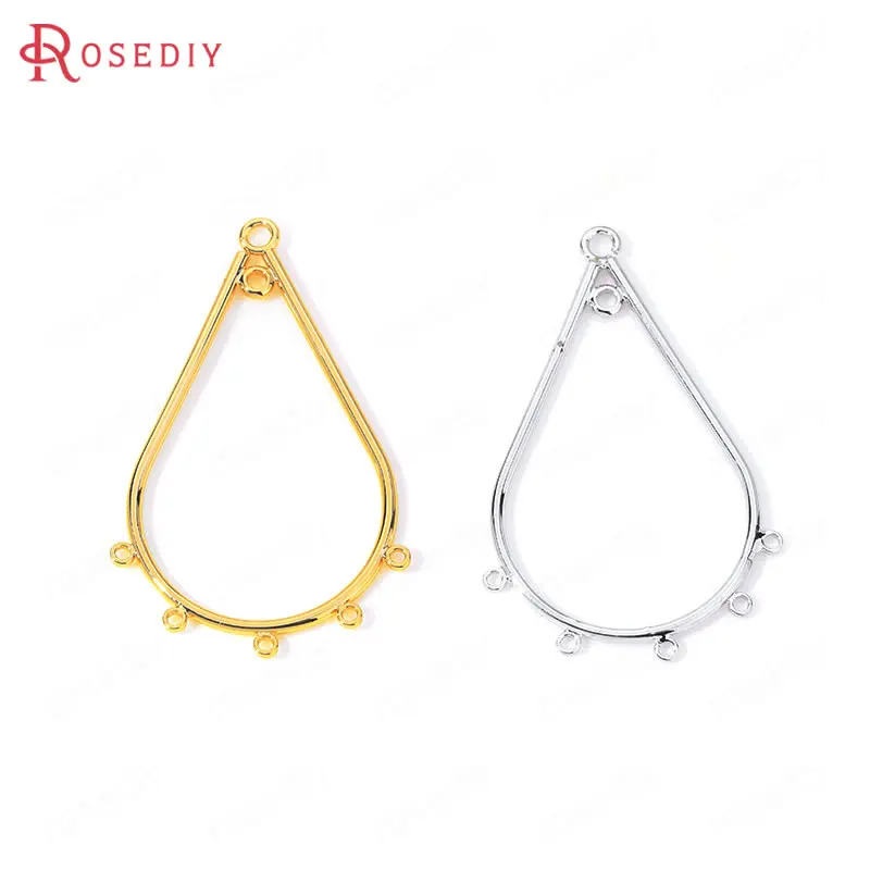 

(35861)6PCS 26x41MM 24K Gold Color Brass Drop Shape Earring Connector Charms High Quality Diy Jewelry Findings Accessories