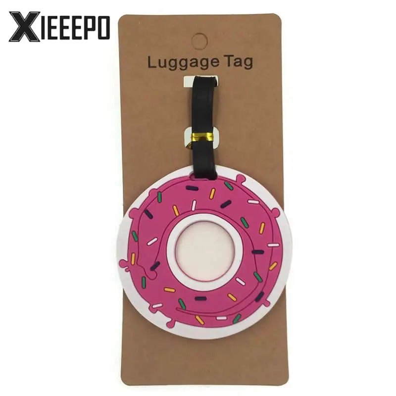 

Cartoon Donut Cake Luggage Tag Travel Accessories Silica Gel Suitcase ID Address Holder Baggage Boarding Tag Portable Label