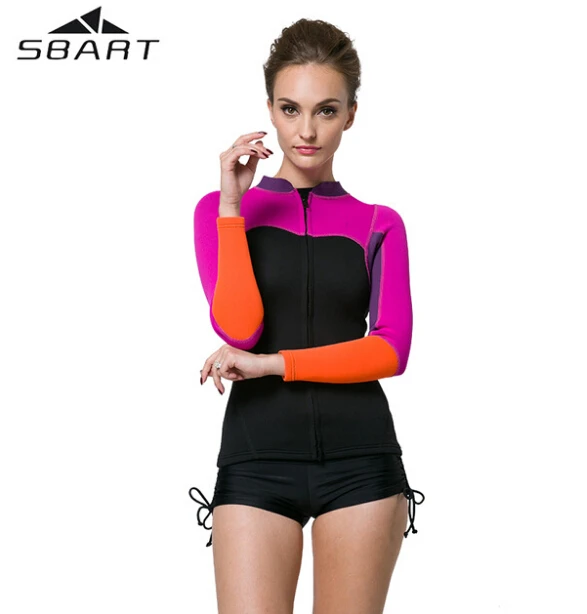 

SBART 2017 Neoprene Wetsuit Shirt 2MM Women Swim Shirt Long Sleeve Top Swimming Surfing Wetsuits Neopren