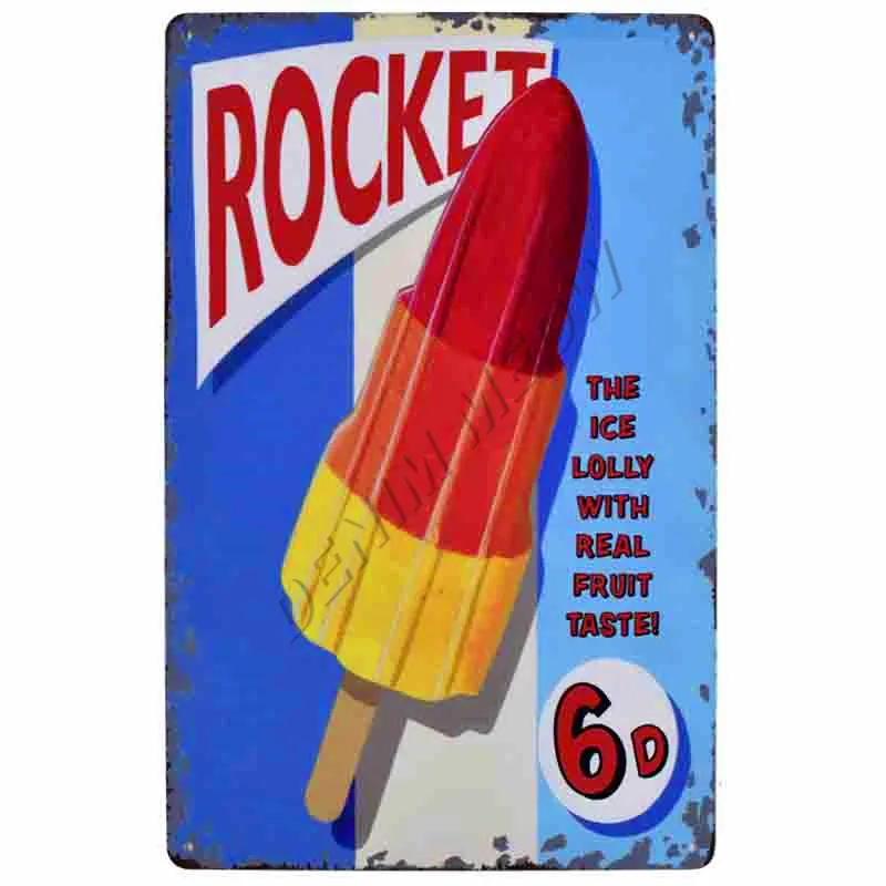 Colourful Delicious Ice Cream Vintage Metal Tin Sign Kitchen Bar Cake Shop Plaque Retro Iron Painting Poster Wall Art Decor WY67