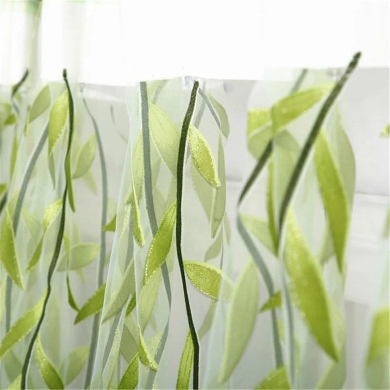 sheers curtains Willow leaf Tulles 3d Window Sheer Curtains for Living Room Bedroom Kitchen