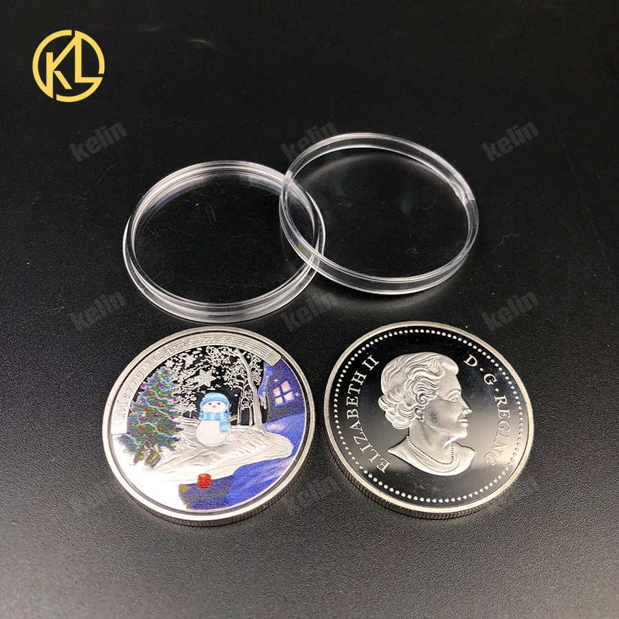 

KL Merry Christmas Gift Snow and Christmas Tree Silver Plated Metal Coin with Queen Elizabeth image Challenge for collection