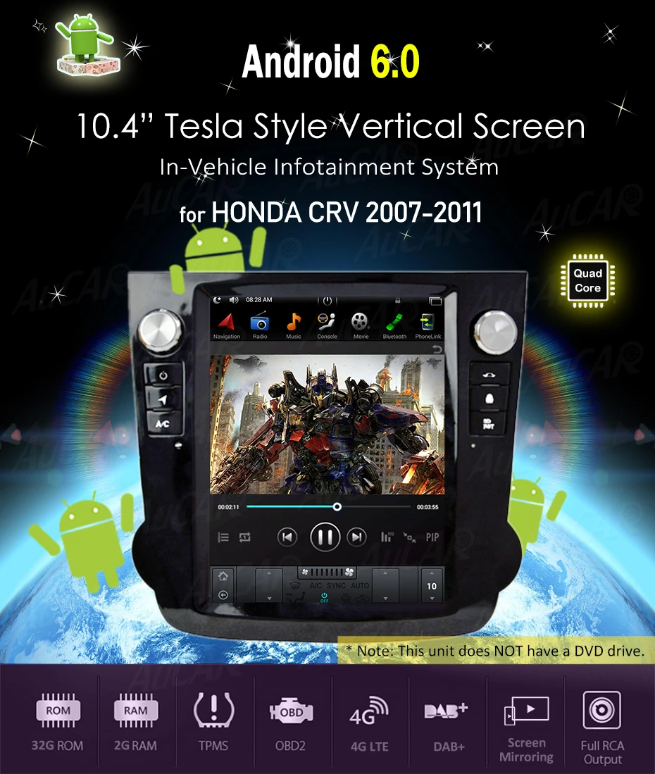 Tesla стиль 10," экран 2 DIN Android 8,1 для Honda CRV 2007 2008 2009 2010 2011 Автомобильный Радио аудио gps навигатор плеер