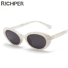 Vintage 90s Sunglasses Women Brand Designer Oval Sunglasses Cat Eye Ocean Lens Men Ladies Sun Glasses Oculos de sol High Quality