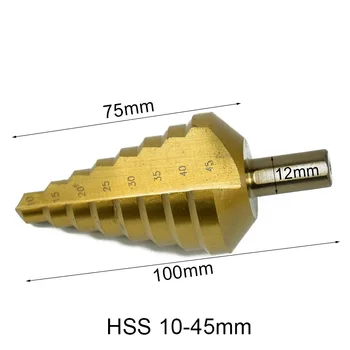 

Hex Titanium Step Cone Drill Bit Hole Cutter 10-45MM HSS 4241 For Sheet Metal