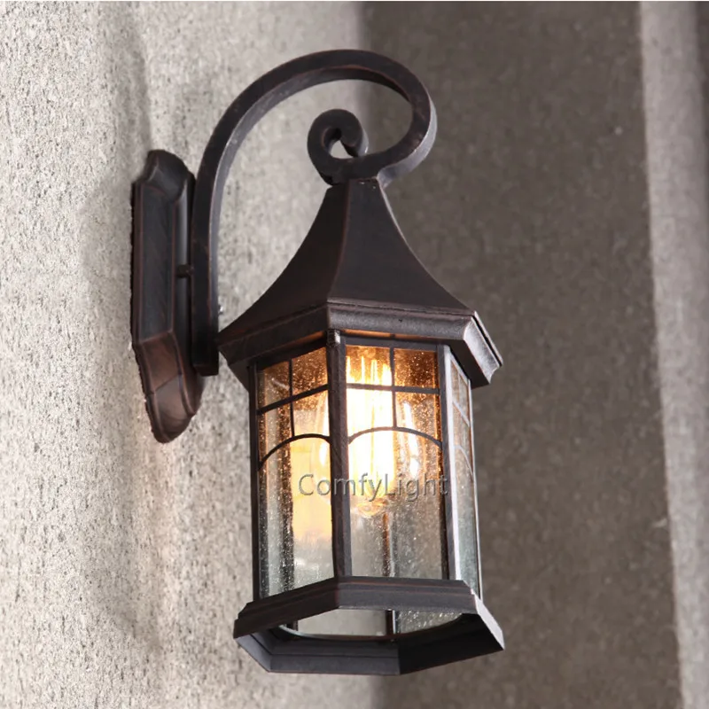 Винтаж стекло открытый настенный светильник светодиодный Вилла бра лампа дизайнер Королевский дом/патио/двор/крыльцо водонепроницаемое Освещение стен - Испускаемый цвет: Brown Color