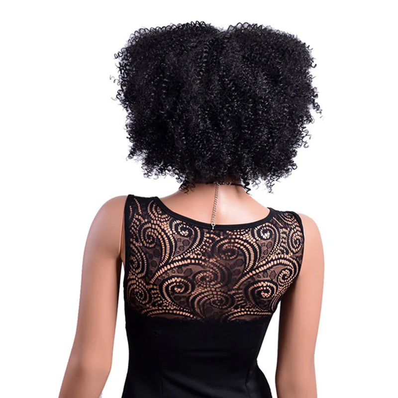 MSIWIGS синтетический женский кудрявый парик для черных женщин Африканский Афро-американский короткий черный парик Термостойкое волокно