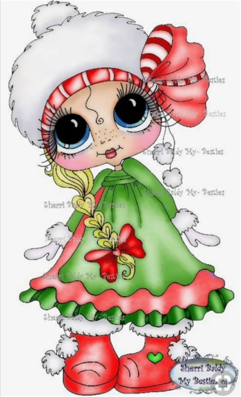 

10x6 Girl in green dress TBig ice cream ransparent Clear Stamps Silicone Seals for DIY scrapbooking photo album Card Making