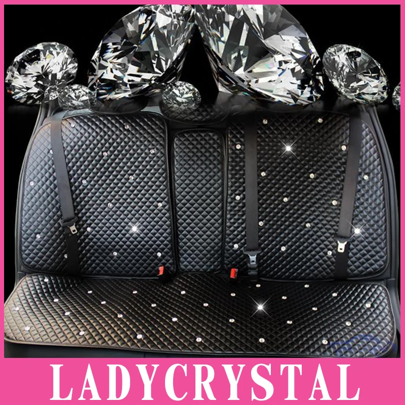  Ladycrystal Custom Leather Car Seat Covers Crystal Rhinestone Auto Seat Cover Car Styling For Girls