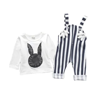 

Boys Fashion Autumn Spring Clothes Sets New Arrived Cute Cartoon Outdoor Home Tops+Bib Pants 2Piece Clothing Sets Kids Costume