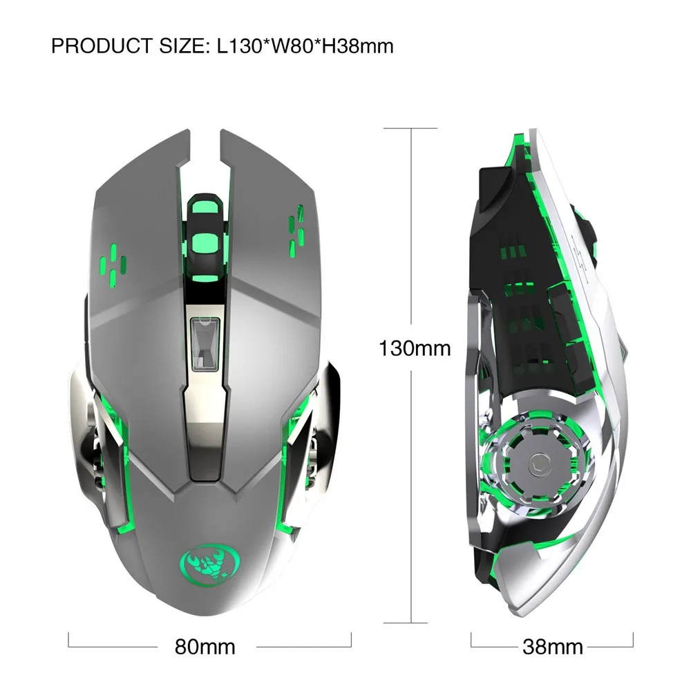 EPULA 2019 Новая мода hxsj M70GY эргономичный беспроводной игровой мышь с 5 пуговицы + USB приемник подсветка компьютер