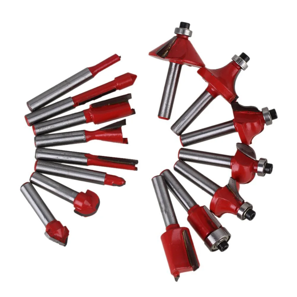 

15 Pcs Router Bit Set 1/4-inch Shank Diameter Milling Cutter Set Profile Carbide Woodworking Tool LB88